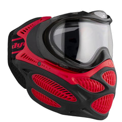 Red and Black Dye I3 Pro Paintball Goggle Fire Red on a white background