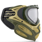 Green and yellow Dye I3 Pro Paintball Goggle Tac Olive on a white background