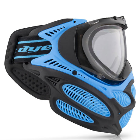 Blue and black Dye I3 Pro Paintball Goggle Glacier Cyan on a white background