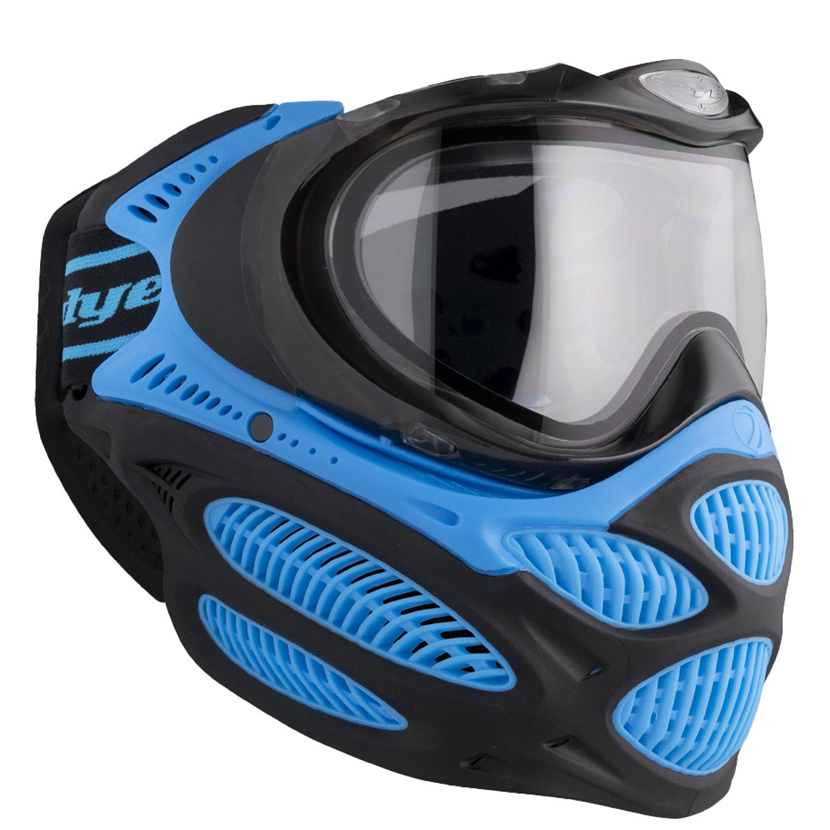 Blue and black Dye I3 Pro Paintball Goggle Glacier Cyan on a white background