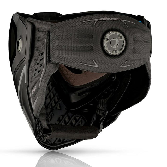 back view Dye I5 Paintball Mask Onyx Black 2.0 on a white background