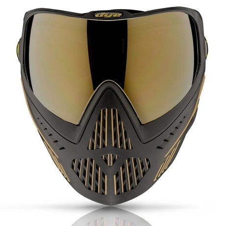 Dye I5 Paintball Goggle Onyx Black Gold 2.0 front on a white background