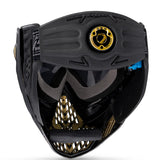 Dye I5 Paintball goggle back side Hypercam Black Gold on a white background