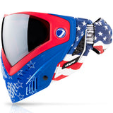 Dye I5 Paintball Mask Merica Red White Blue on a white background