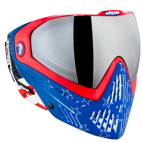 Dye I5 Paintball Mask Merica Red White Blue on a white background