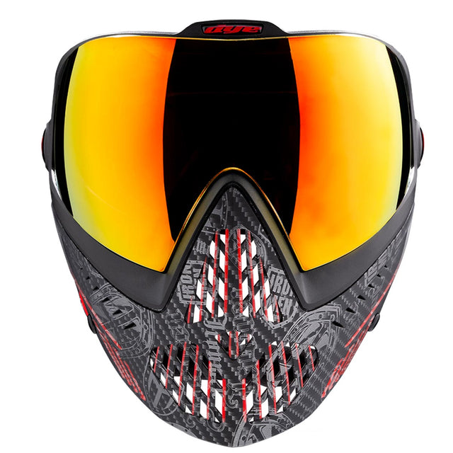 Dye I5 Paintball Goggle front IM Shields Black Red on a white background