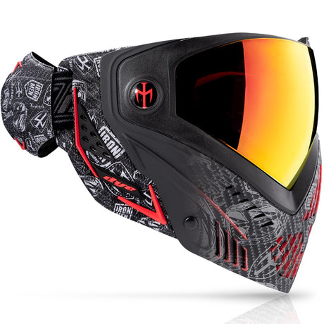 Dye I5 Paintball Mask right side IM Shields Black Red on a white background