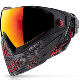 Dye I5 Paintball Goggle angle view IM Shields Black Red on a white background