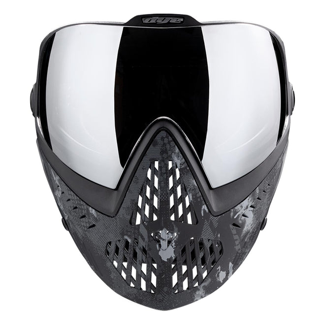 Dye I5 Paintball goggle front Dyecam Black Fade on a white background