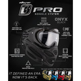 Black Dye I3 Pro Paintball Goggle Onyx features graphic