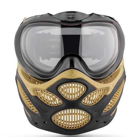 Black and yellow Dye I3 Pro Paintball Goggle Heritage Gold on a white background
