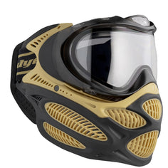 Black and yellow Dye I3 Pro Paintball Goggle Heritage Gold on a white background