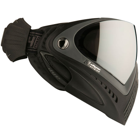 Black with silver lend side view Dye i4 Pro Paintball Goggle Black Grey Shadow