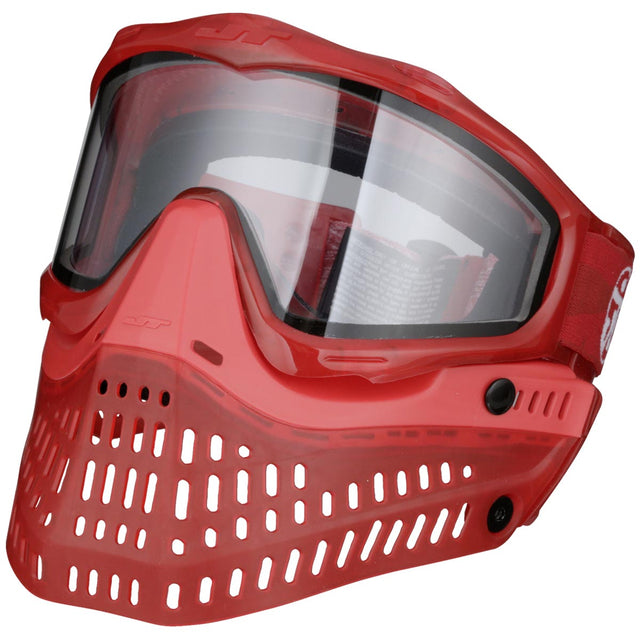 Red JT ProFlex Birthstone Ice July Ruby Goggle paintball mask with clear visor on a white background