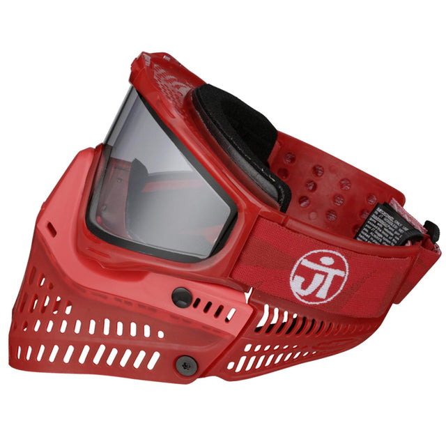 Red JT ProFlex Birthstone Ice July Ruby Goggle paintball mask with clear visor on a white background