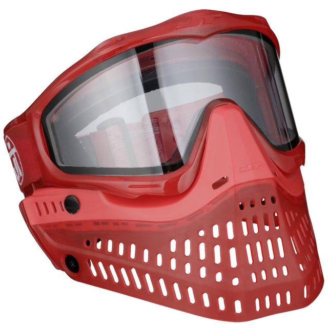 Red JT ProFlex Birthstone Ice July Ruby Gogglepaintball mask with clear visor on a white background