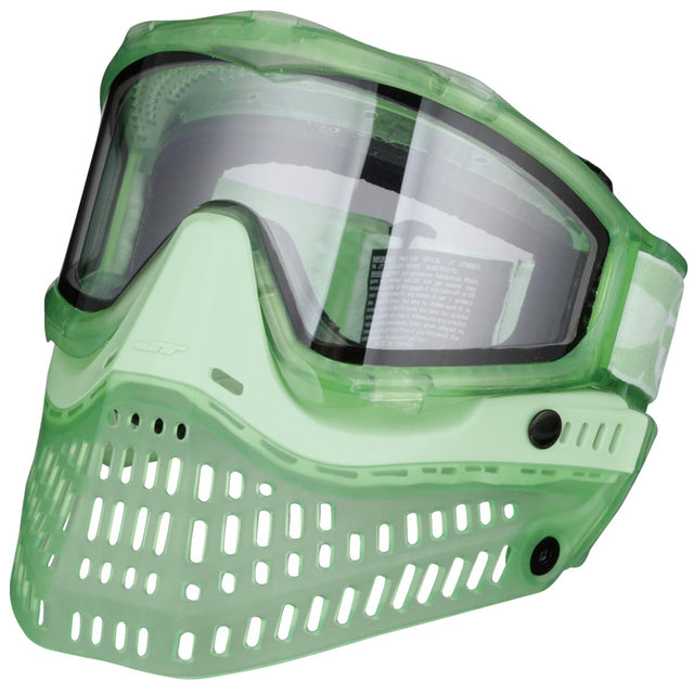 Green JT ProFlex Birthstone Ice August Peridot Goggle paintball mask with clear visor on a white background