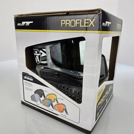 JT ProFlex SE Goggle Clear Ice w Chrome Lens side view in box