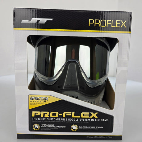 JT ProFlex SE Goggle Clear Ice w Chrome Lens front view in box