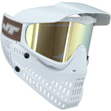 JT Proflex LE Paintball Mask All White w Gold Mirror Lens