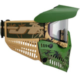 Right side Green tan JT Palm Tree Proflex Goggle w Clear Lens angle view on a white background