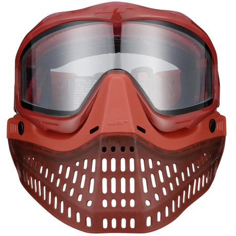 front red JT ProFlex Birthstone Ice January Garnet Goggle with clear lens no visor on a white background