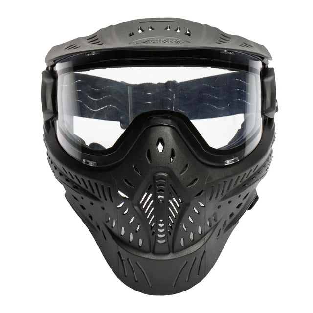 Front of Black HK Army HSTL Thermal Paintball Goggle mask with a clear lens and white AH logo on the side, shown against a plain white background.
