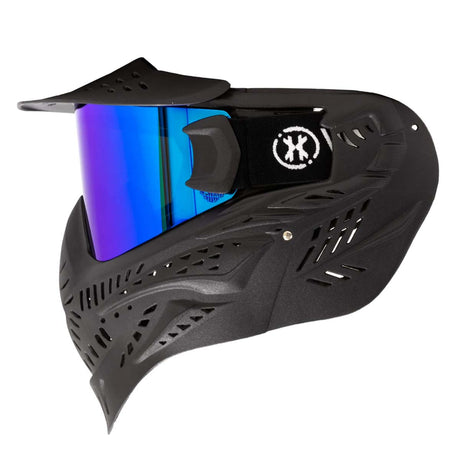 Black HK Army HSTL Thermal Paintball Goggle mask without chin strap with an ice blue lens and white AH logo on the side, shown against a plain white background.