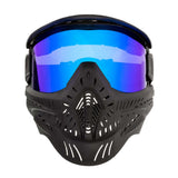 front of Black HK Army HSTL Thermal Paintball Goggle mask with a blue lens and white AH logo on the side, shown against a plain white background.