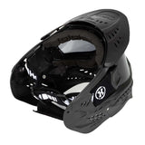 Back of Black HK Army HSTL Thermal Paintball Goggle mask with a smoke lens and white AH logo on the side, shown against a plain white background.