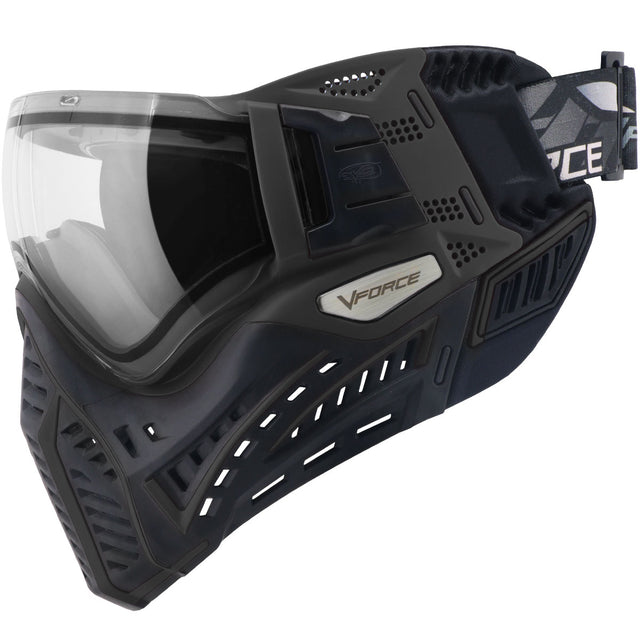 Left side VForce Profiler 2.0 Paintball Goggle Black on a white background