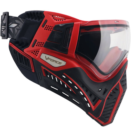 Left side VForce Profiler 2.0 Paintball Goggle Black Red on a white background