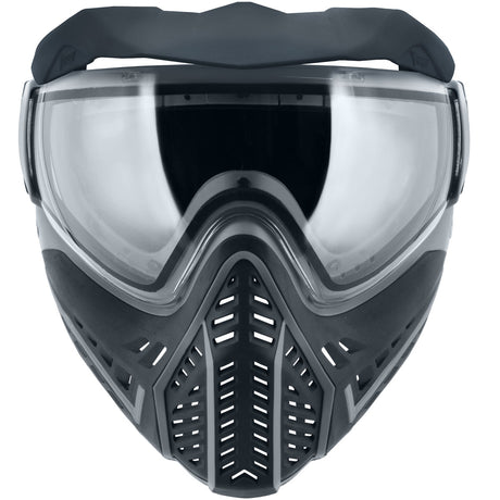 Front of VForce Profiler 2.0 Paintball Goggle Black Grey with clear lens on a white background