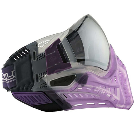 Right side Purple VForce Profiler 2.0 Birthstone Limited Edition Paintball Goggle February Amethyst with mirror lens and purple strap on a white background