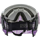 Back of Purple VForce Profiler 2.0 Birthstone Limited Edition Paintball Goggle February Amethyst with mirror lens and purple strap on a white background