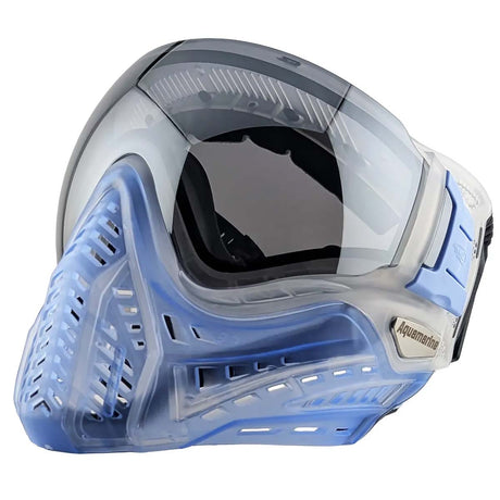 Left side angle VForce Profiler 2.0 Birthstone Limited Edition Paintball Goggle Blue, clear and black March Aquamarine
