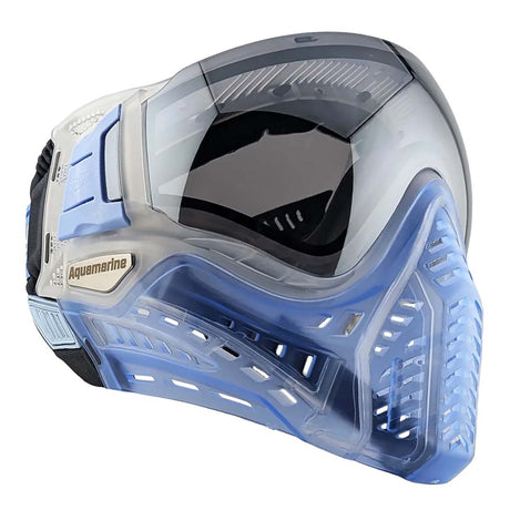 Right side angle VForce Profiler 2.0 Birthstone Limited Edition Paintball Goggle Blue, clear and black March Aquamarine