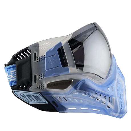 Right side VForce Profiler 2.0 Birthstone Limited Edition Paintball Goggle Blue, clear and black March Aquamarine