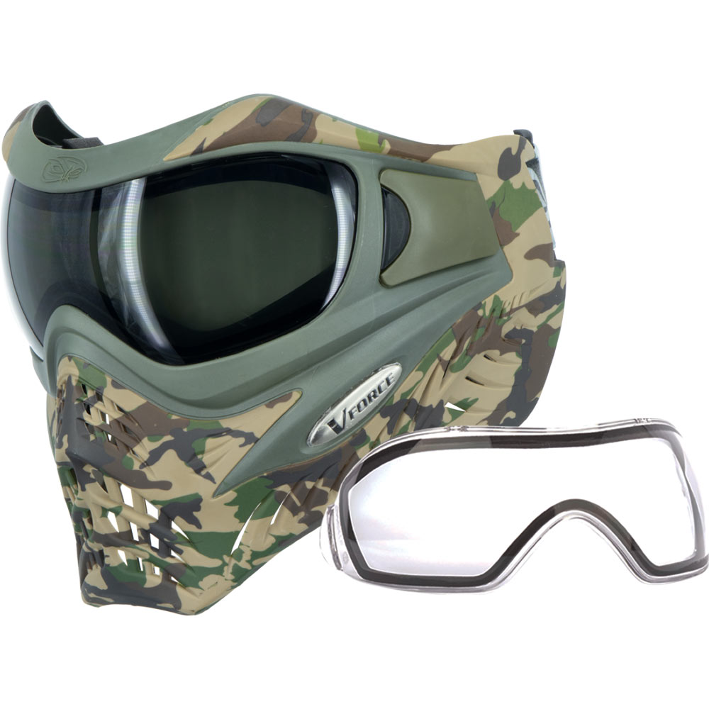 VForce Grill SE Woodlands Camo Mask w Smoke and Clear Lens