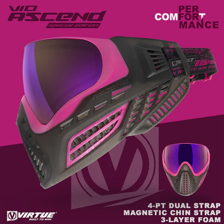 Virtue VIO Ascend Goggle Black Pink SE graphic with feature details