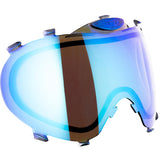 Blue Ice Dye i3 Pro lens for paintball goggle on a white background
