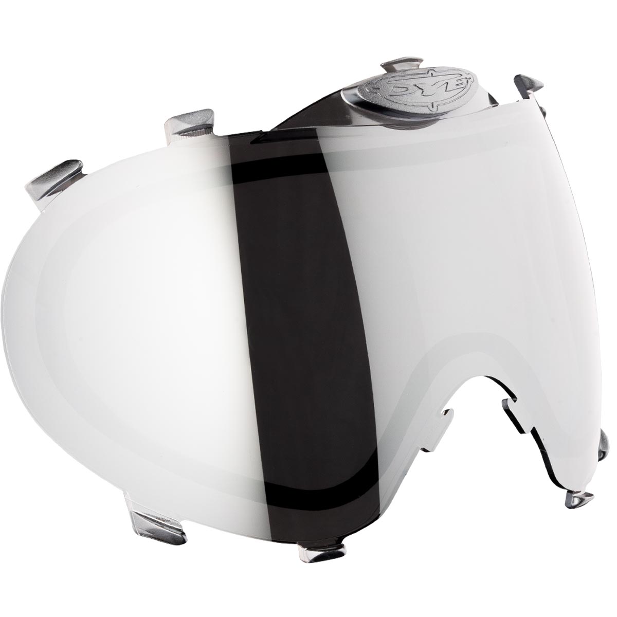 Smoke Silver Dye i3 Pro lens for paintball goggle on a white background