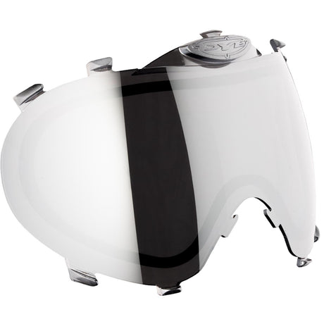 Smoke Silver Dye i3 Pro lens for paintball goggle on a white background