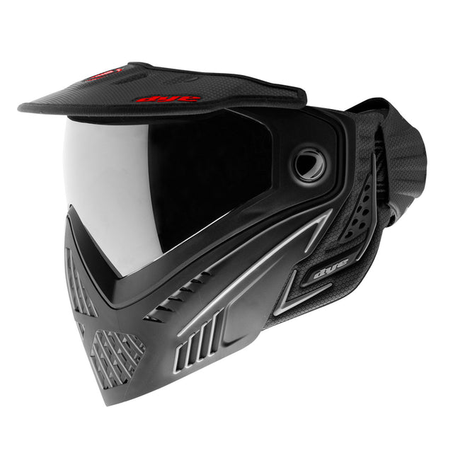 Dye Wing Visor I4 I5 Black Red installed on a paintball mask
