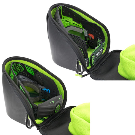 Exalt Carbon Universal Goggle Case V3 Black lime green and black with goggles inside