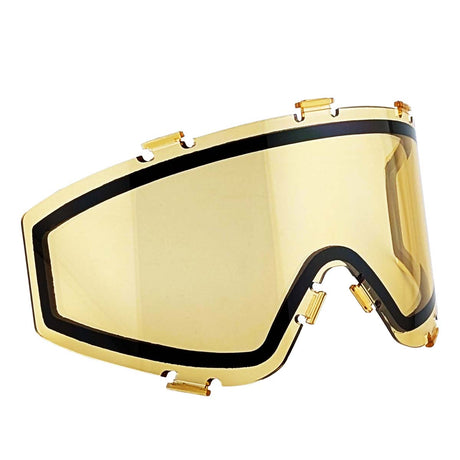 Side angle of Yellow JT ProFlex Spectra Lens Thermal Hi Viz Hunter anit fog replacement for paintball goggle