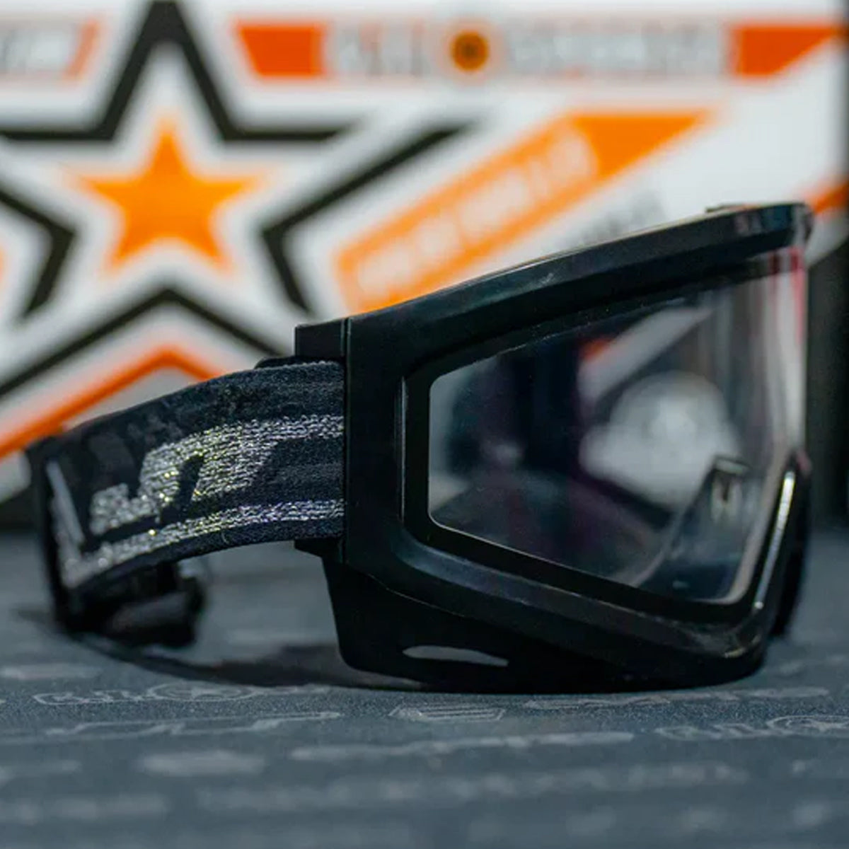 JT QLS Goggle Frame with Lens and Strap Black side view