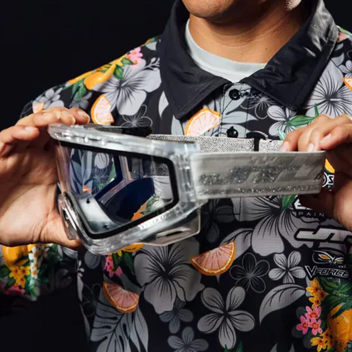 JT QLS Goggle Frame with Lens and Strap Clear Ice side view