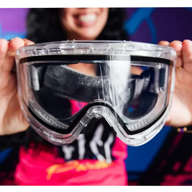 JT QLS Goggle Frame with Lens and Strap Clear Ice front view