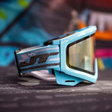 Profile of JT QLS Goggle Frame w Lens and Strap Carolina Blue light blue replacement lens for JT paintball goggle